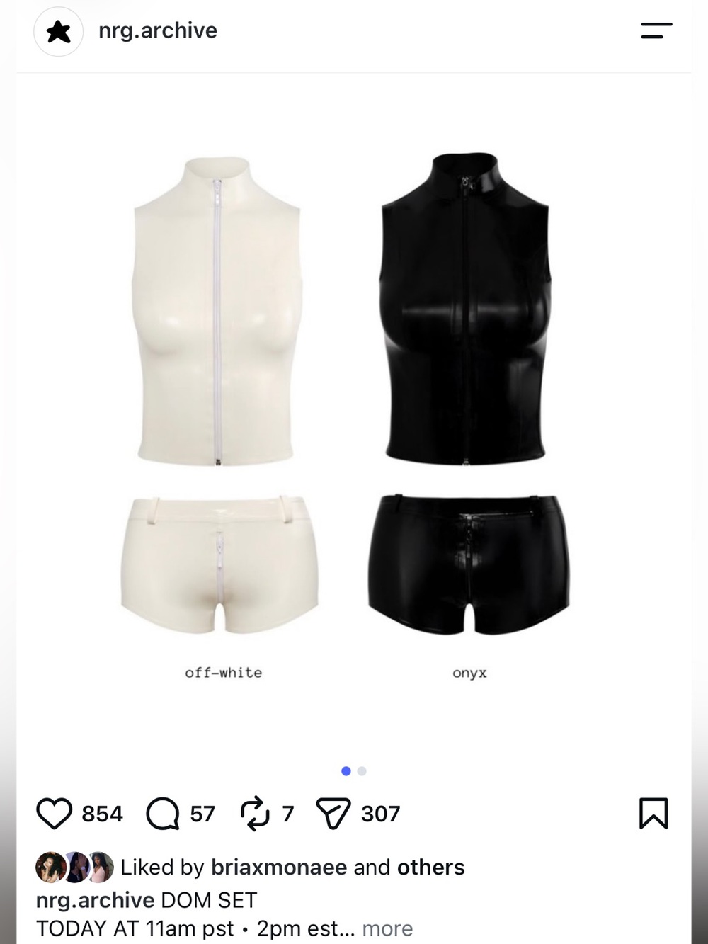 NRG.ARCHIVE DOM Set Zip-Front Sleeveless Top & Shorts - Off-White